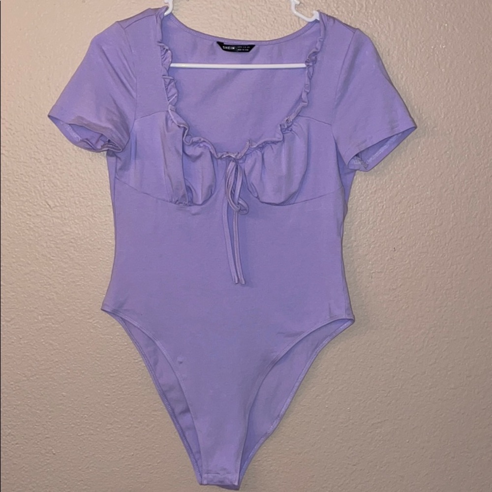 Purple Frill Trim Body Suit